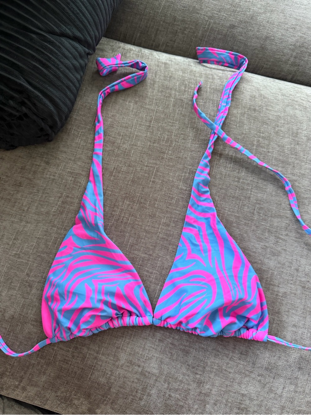 Target Women's Pink and Blue Zebra Triangle Bikini Top